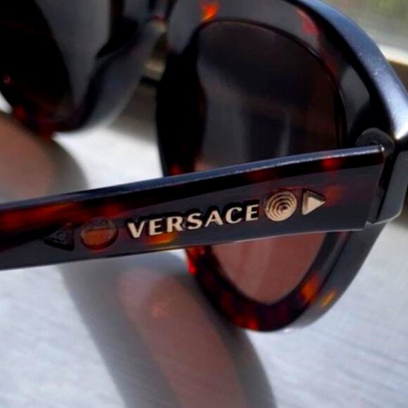 Versace Sunglasses BROWN Tortoiseshell Classic Luxe Designer Round Cat Eye $800 - Picture 4 of 14